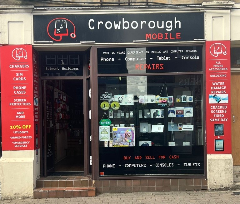 Crowborough Mobile High Street storefront and repair shop